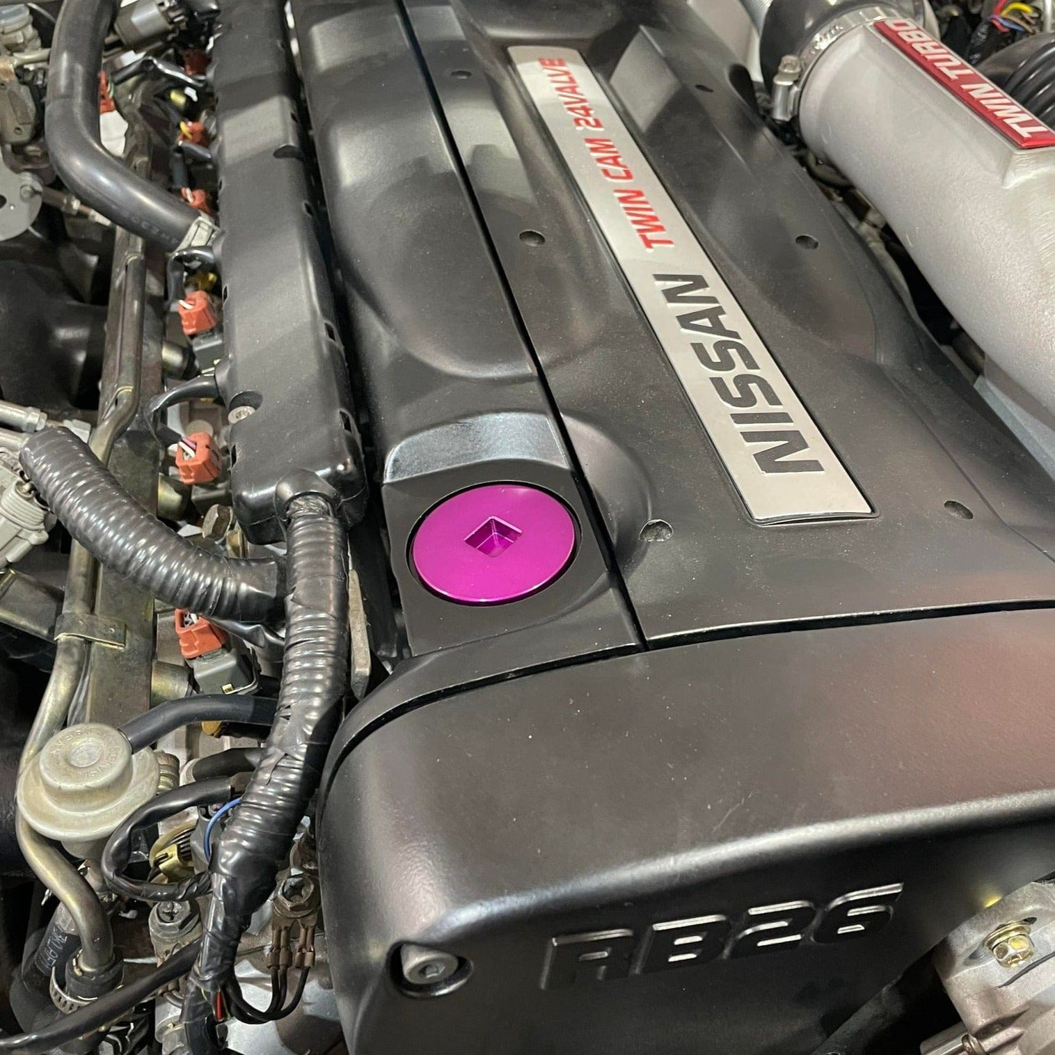 Platinum Racing Products Oil System Components Purple Nissan Oil Cap Bung SR