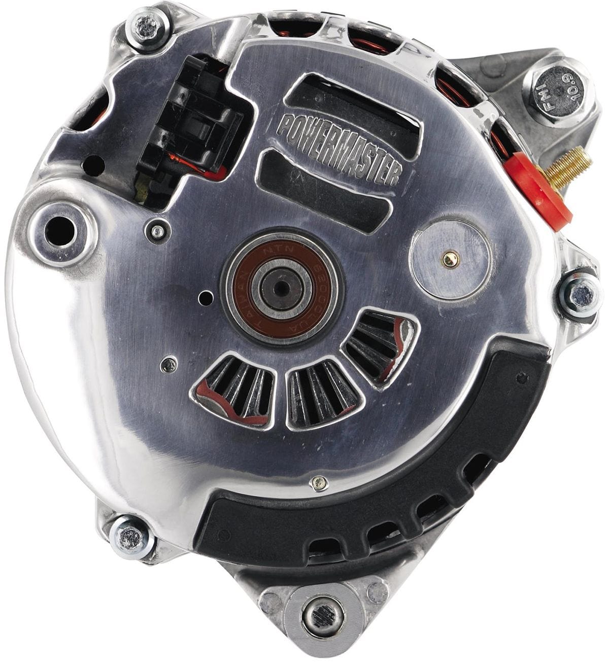 POWERMAST 140 AMP, 1 Wire, Internal Regulator, Side Battery Post, Single V Groo Powermaster Polished GM/Chevy Alternator PM674611 SR