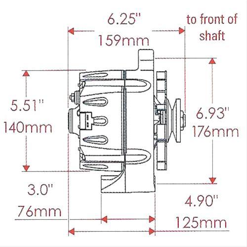 POWERMAST 140 AMP, 1 wire, Internal Regulator, Single V Groove Pulley Powermaster Natural Finish Ford Alternator PM8-47141 SR