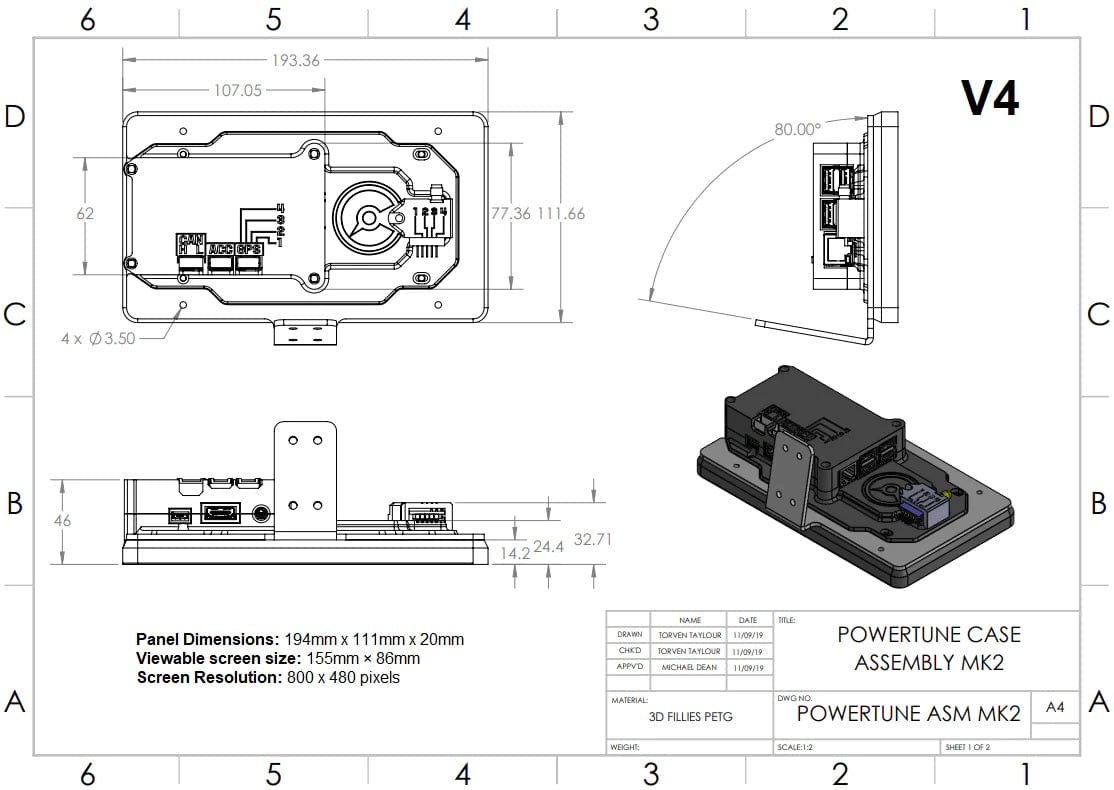 Powertune PowerTune Digital Dash V5 (optional GPS) SR