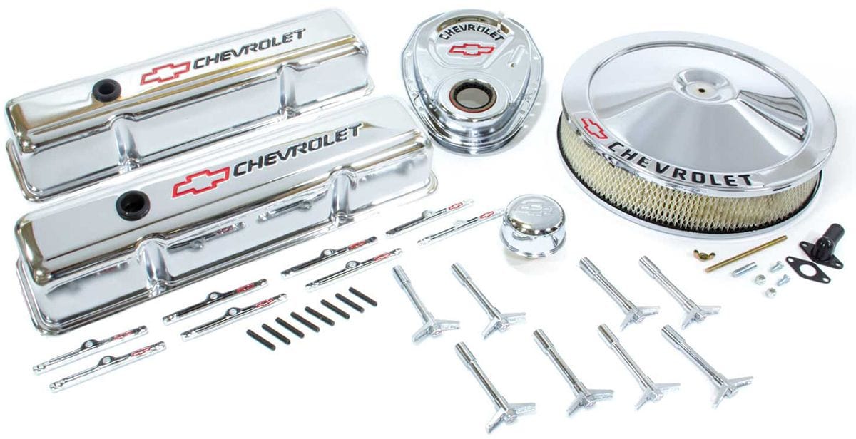 PROFORM Chrome Suit SB Chev With Chevrolet Logo & Bowtie Emblem Proform Engine Dress-Up Kit PR141-900 SR