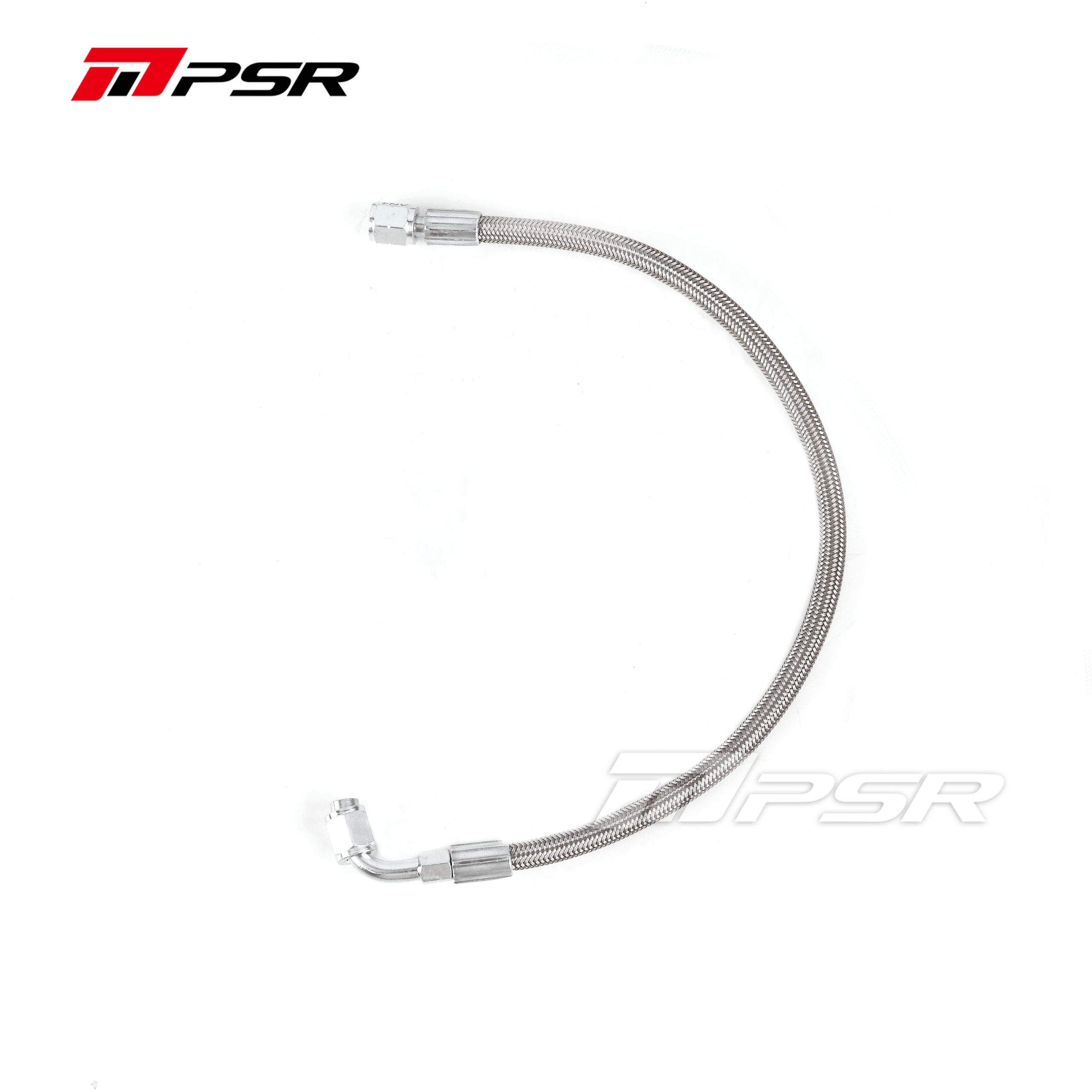 Pulsar Turbochargers 43cm Universal Performance Turbo Oil Feed Line 4AN â€“ 4AN 90 Degree Straight Steel Braided SR