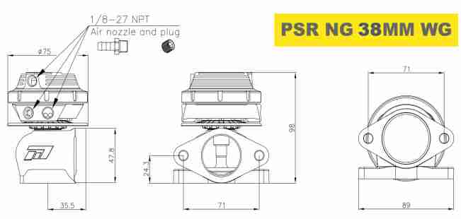 Pulsar Turbochargers PSR NEW GENERATION WASTEGATE 38mm 2-Bolt External Wastegate SR