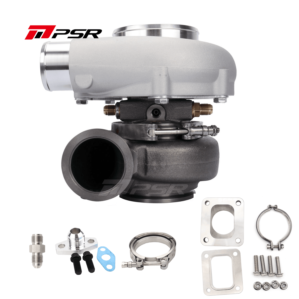 Pulsar Turbochargers Turbochargers Standard / 0.83A/R Dual V-Band / With Stainless Steel Cover Pulsar PSR Forward Rotation 5855G Dual Ball Bearing Turbocharger HP Rating 770 SR