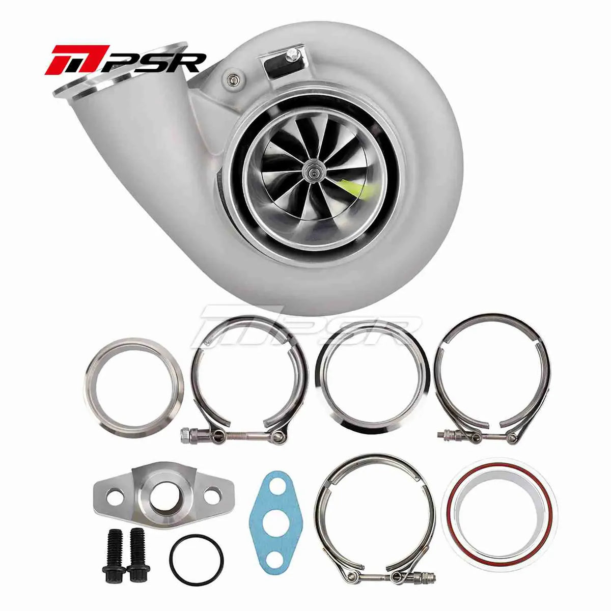 Pulsar Turbochargers Turbochargers Standard / 1.15 A/R Dual V-Band / With Stainless Steel Cover Pulsar PSR Forward Rotation 7375G Dual Ball Bearing Turbocharger HP Rating 1200 SR