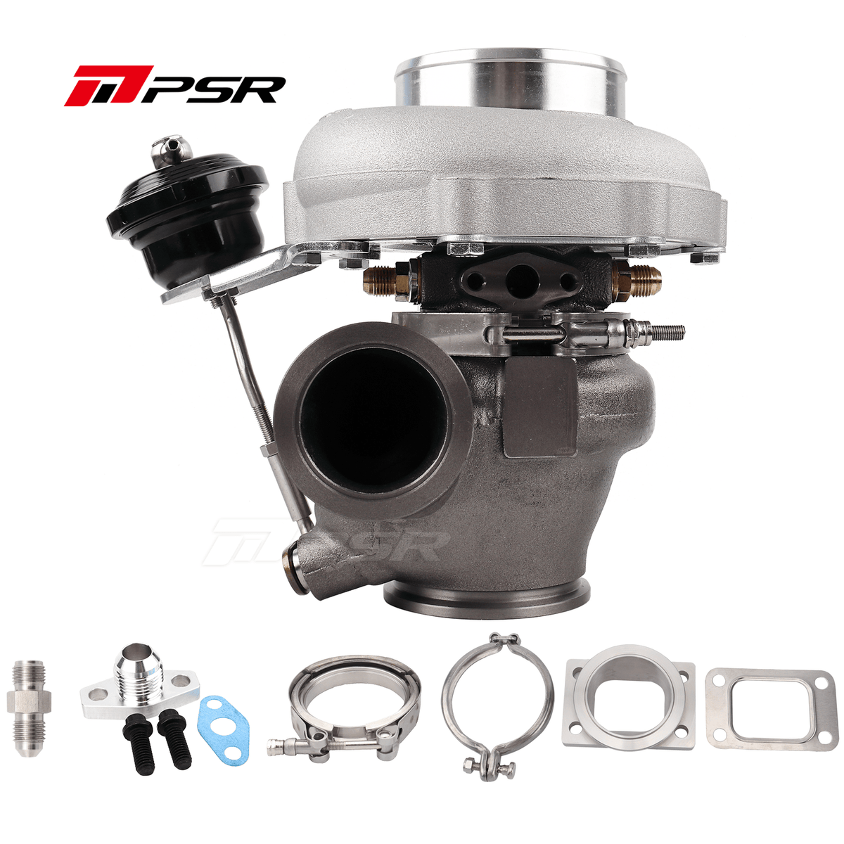 Pulsar Turbochargers Turbochargers Standard / T4 .82 V-Band / None Pulsar PSR Forward Rotation 6255G Dual Ball Bearing Turbocharger HP Rating 900 SR