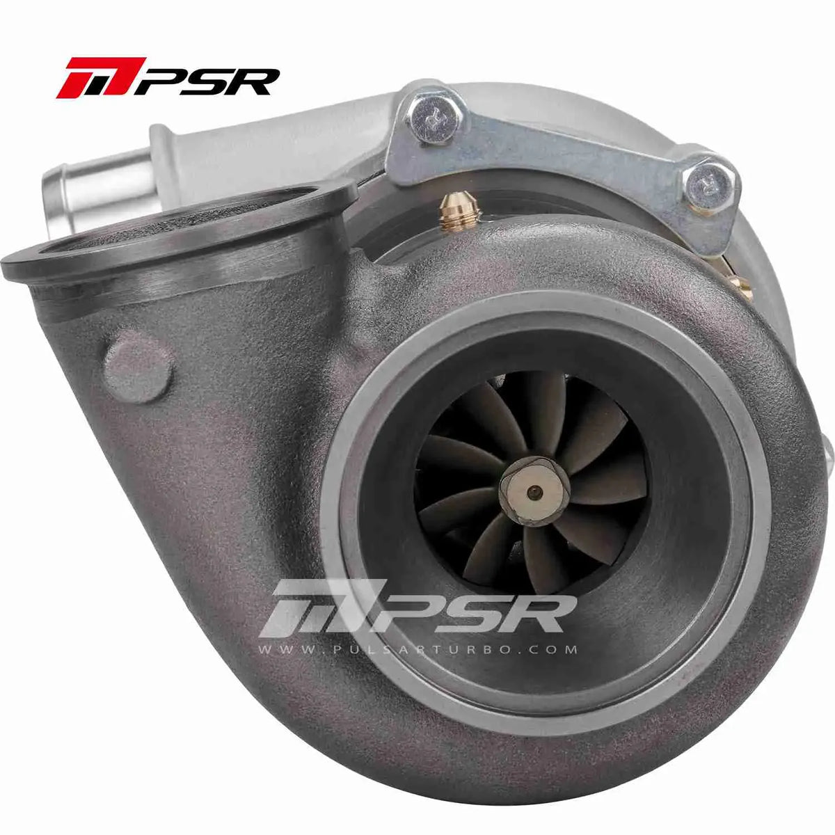 Pulsar Turbochargers Turbochargers Standard / T4 Open 0.63A/R Stainless Steel / None Pulsar PSR Forward Rotation 5862G Dual Ball Bearing Turbocharger HP Rating 770 SR