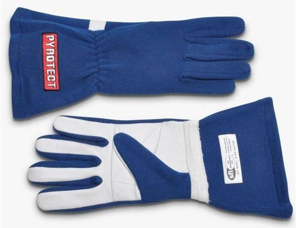 PYROTECT SFI 3.3/5 Two Layer Nomex Pyrotect Safety Equipment Two Layer Blue Racing Gloves (Medium) PYG2230000 SR