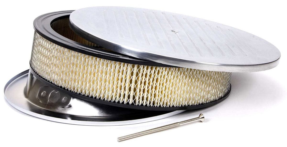RPC 5-1/8 Recesed Base Racing Power Company 14 x 3" Air Filter Assembly, Polished, Ball Milled> RPCR6801 SR