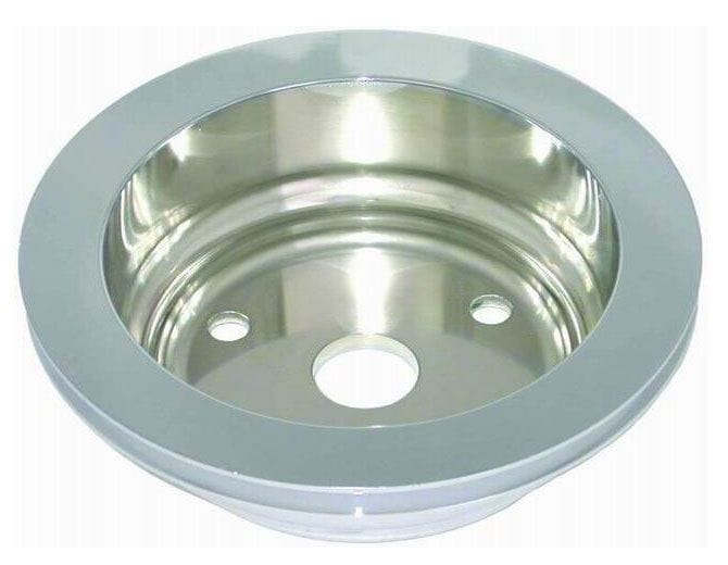 RPC Fits 1955-68 S/B Chev 283-350 with Long Water Pump Racing Power Company Polished Aluminium Crankshaft Pulley, Single Groove, 6.60" Dia, 2.30" Bolt Circl SR