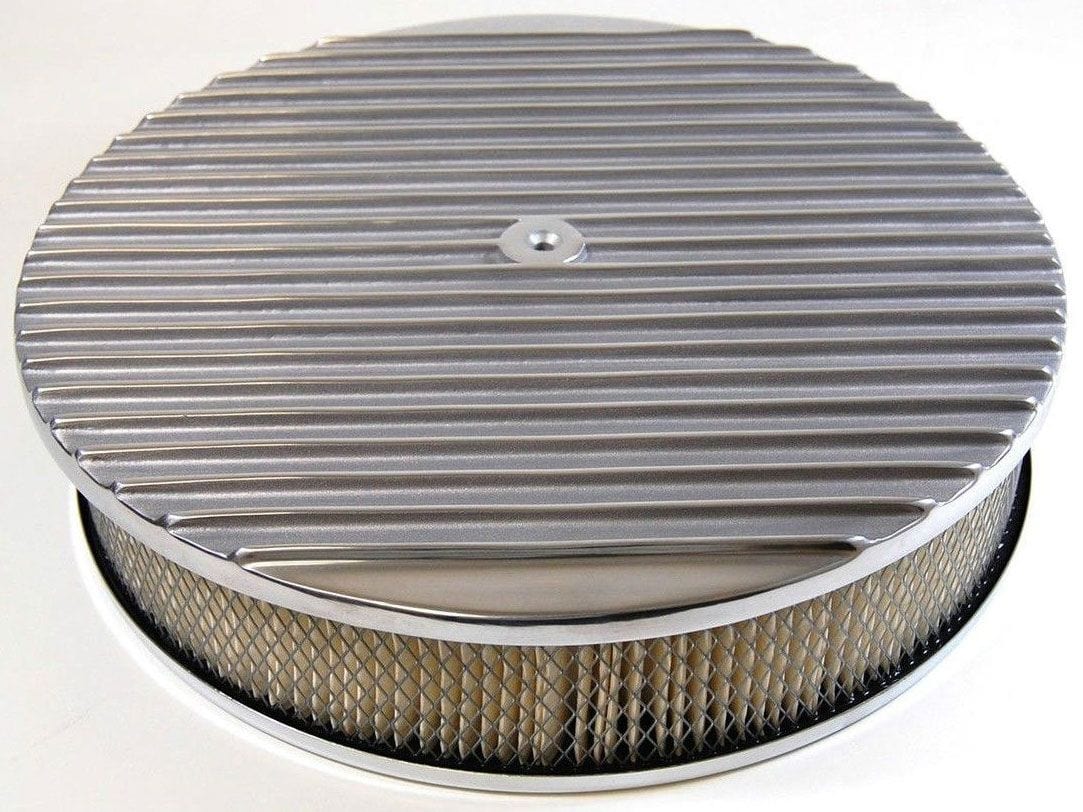 RPC Fits Carburettors with 5-1/8" Neck, Aluminium Finned Top with Chrome Racing Power Company 14" x 3" Full Finned Air Cleaner with Washable Element RPCR6707 SR