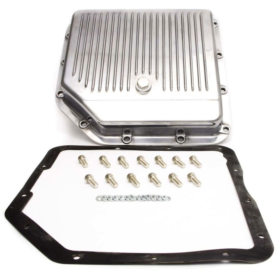 RPC Fits GM Turbo 350 (Stock Depth), Drain Plug, Gasket & Bolts Included Racing Power Company Polished Aluminium Transmission Pan, Finned RPCR8491 SR