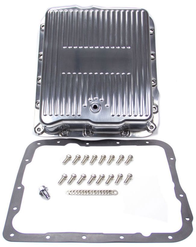RPC Fits GM Turbo 700R4 & 4L60 (Stock Depth), Drain Plug, Gasket & Bolts Racing Power Company Polished Aluminium Transmission Pan, Finned RPCR8493 SR