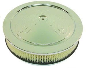 RPC Fits Single Quad Carburettors with 5-1/8" Neck, Steel Stud & Wing Nut Racing Power Company 14" x 3" Flame Muscle Car Style Round Air Cleaner, Dominator Base with Paper Ele SR