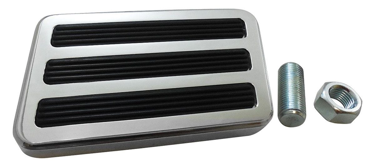 RPC For Automatic Transmission Racing Power Company Polished Aluminium Brake Pedal with Rubber Inserts, Rectangular Design RPCR8500P SR