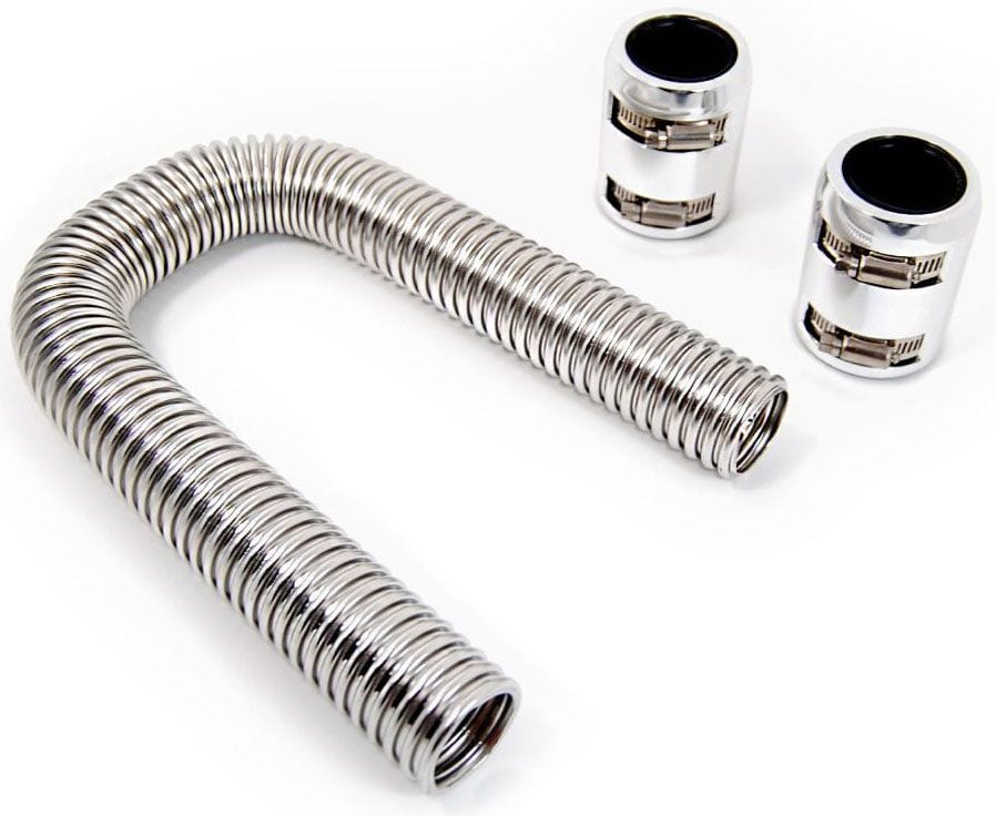RPC Racing Power Company Stainless Steel Radiator Hose Kit, 12" Hose Length with Polished End Caps RPCR73 SR