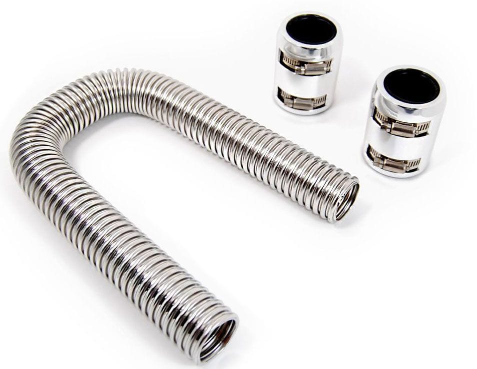 RPC Racing Power Company Stainless Steel Radiator Hose Kit, 48" Hose Length with Polished End Caps RPCR73 SR