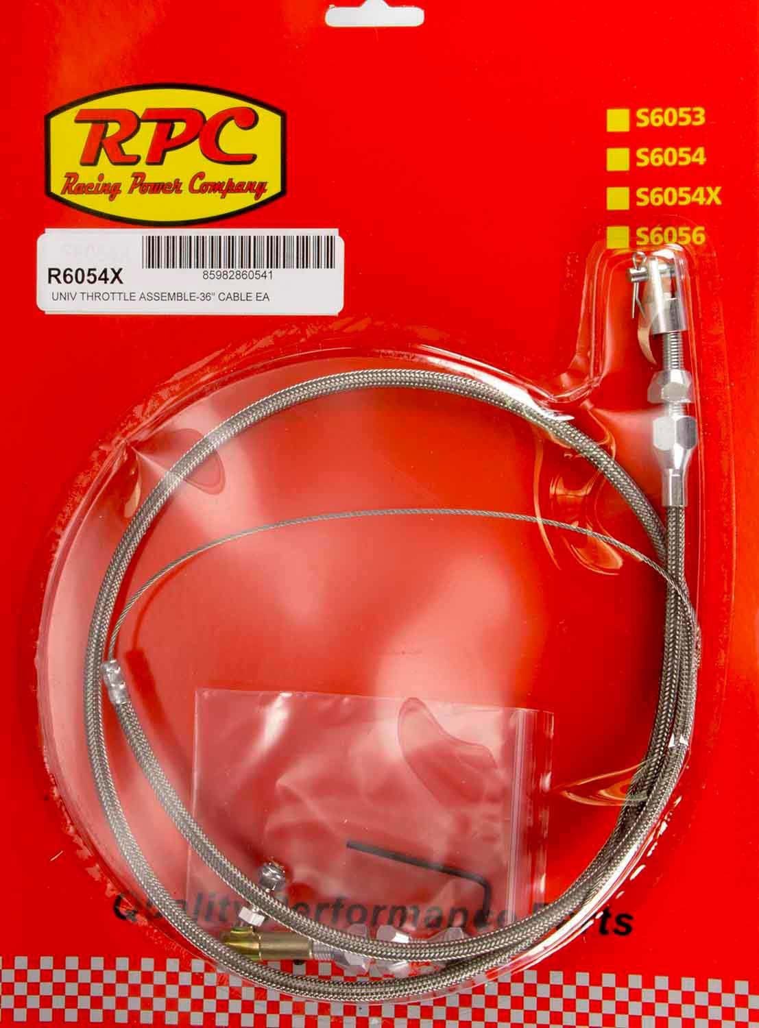 RPC Racing Power Company Universal Stainless Steel Throttle Cable Assembly Kit with 36" Housing RPCR6054X SR