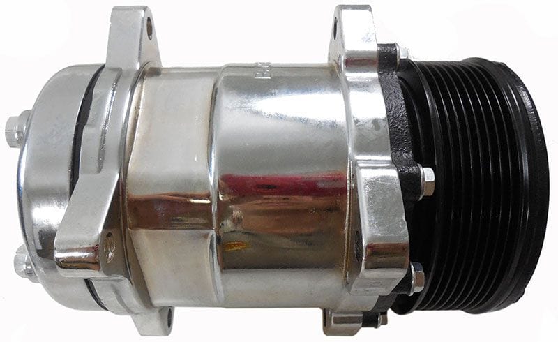 RPC Serpentine Belt Pulley, 12 Volt Racing Power Company Sanden 508 A/C Compressor, Chrome RPCR8752 SR