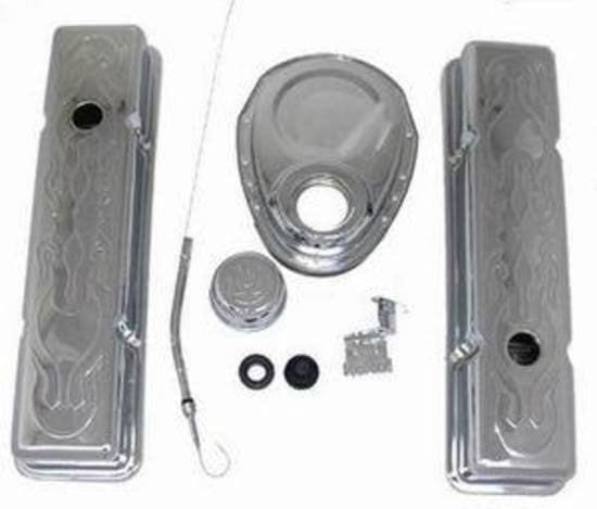 RPC Suit S/B Chev Racing Power Company Engine Dress Up Kit (Flamed) with Tall Valve Covers RPCR3034 SR