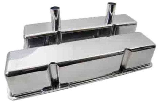 RPC Suit SB Chev, Tall Profile Racing Power Company Aluminum Circle Track Baffled Valve Covers - Polished RPCR6140 SR