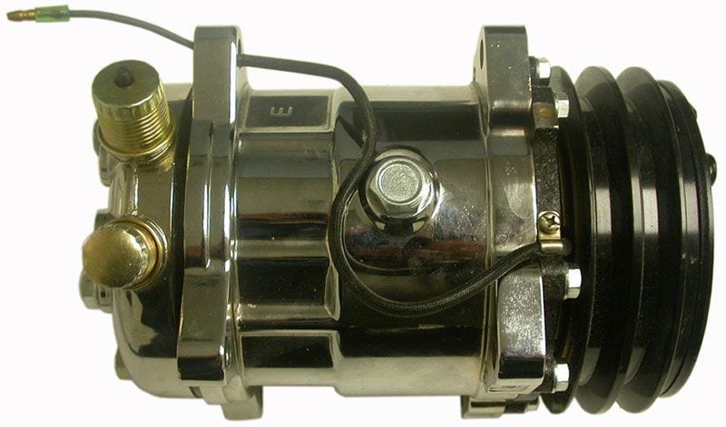 RPC V-Belt Pulley, 12 Volt Racing Power Company Sanden 508 A/C Compressor, Chrome RPCR8754 SR