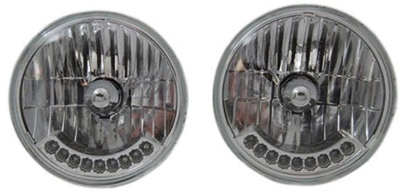 RPC With 9 Amber LED Turn Sigle Racing Power Company 7" H4 Headlight Assembly RPCR7420 SR