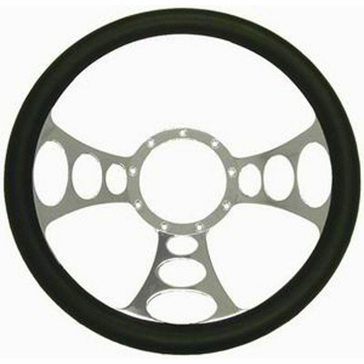 RPC With Leather Grip (Horn Button Not Included) Racing Power Company 14" Orbitor Aluminium Steering Wheel (Chrome) RPCR5615 SR