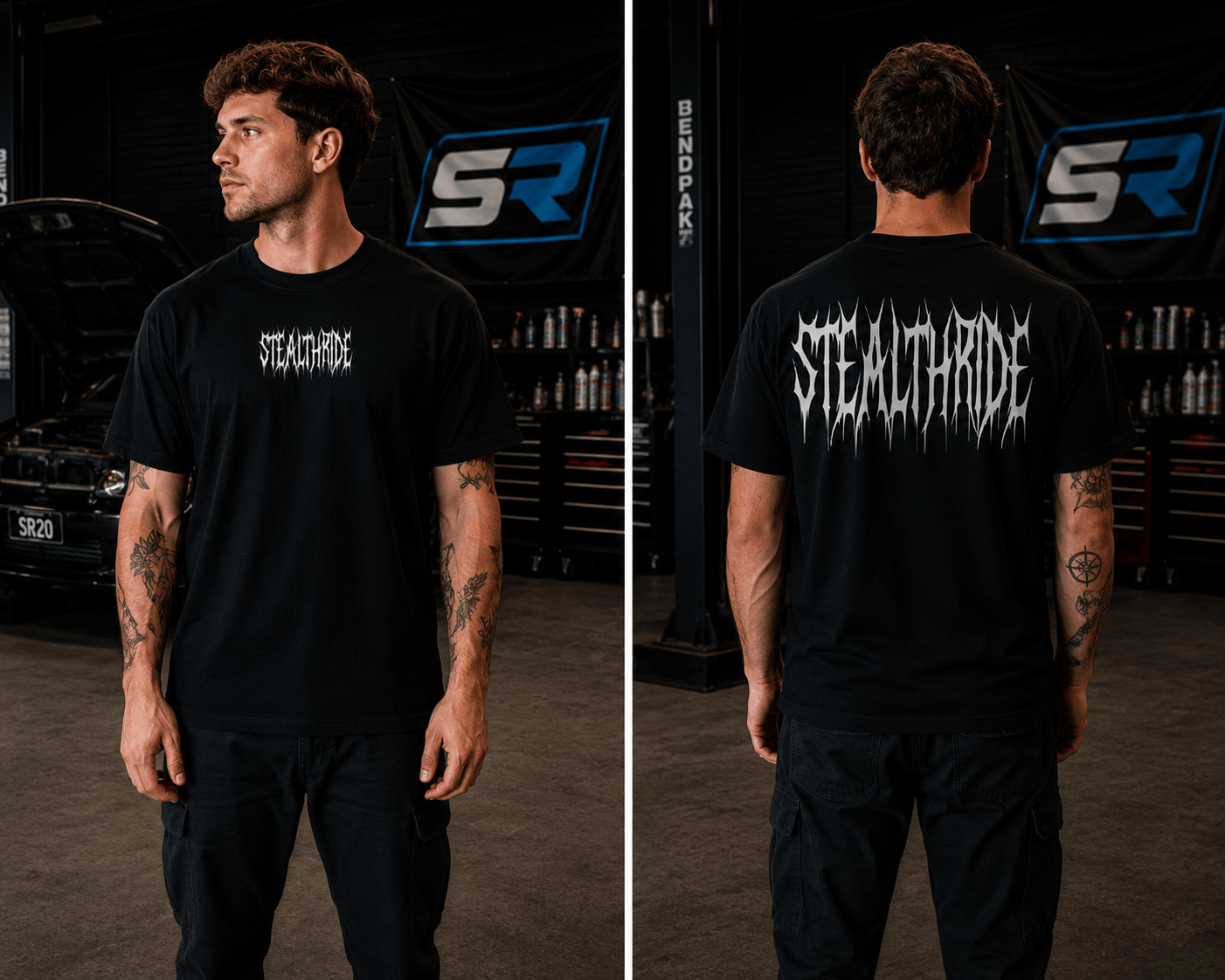 Stealth Ride Merchandise Stealth Ride - METAL FRONT & BACK T-SHIRT SR