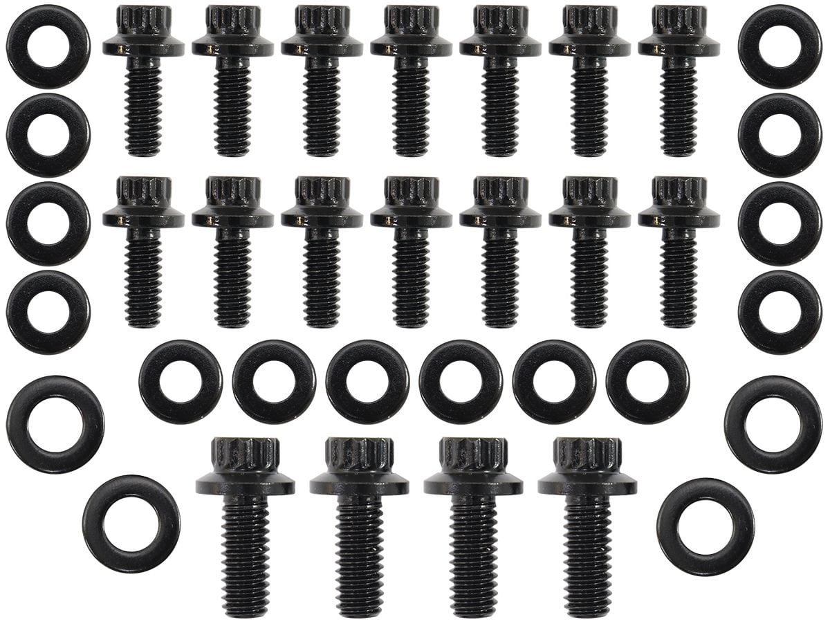 Stealth Ride Small Block Chev with 1 Piece Gasket Oil Pan Bolt Kit - Black Finish Small Block Chev with 1 Piece Gasket Oil Pan Bolt Kit - Black Finish SR
