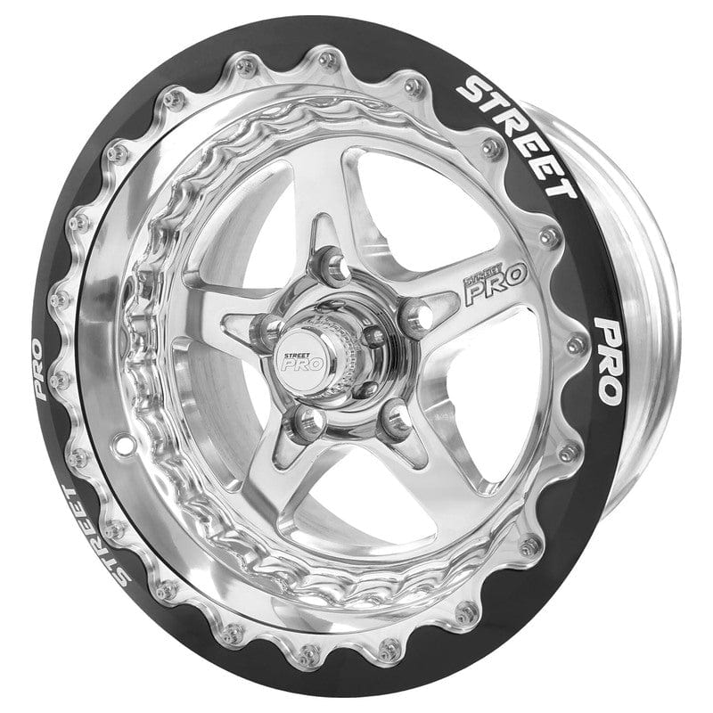 Street Pro Wheels Street Pro ll Convo Pro Wheel Polished, Black Machined Bead Lock Style 15x8.5' For Ford Bolt Circle 5x 4.50', (6) 5.0' Back Space Street Pro ll Convo Pro Wheel Polished, Black Machined Bead Lock Style 15x8.5' For Ford Bolt Circle 5x 4.50', (6) 5.0' Back Space SR
