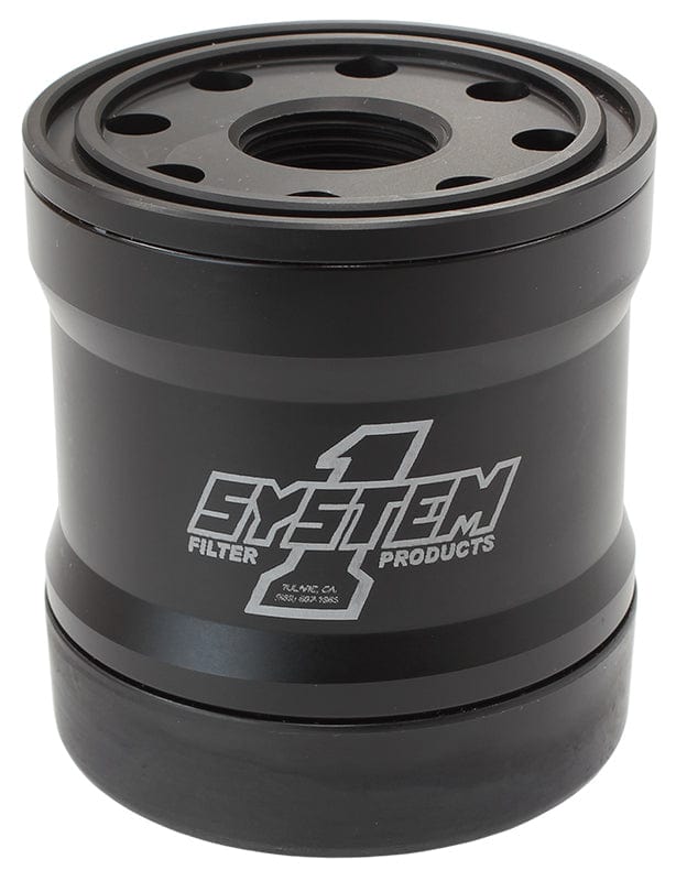 SYSTEMONE System 1 Spin On Oil Filter 3" Long Black Anodized with Universal Threads SY210-361 SR