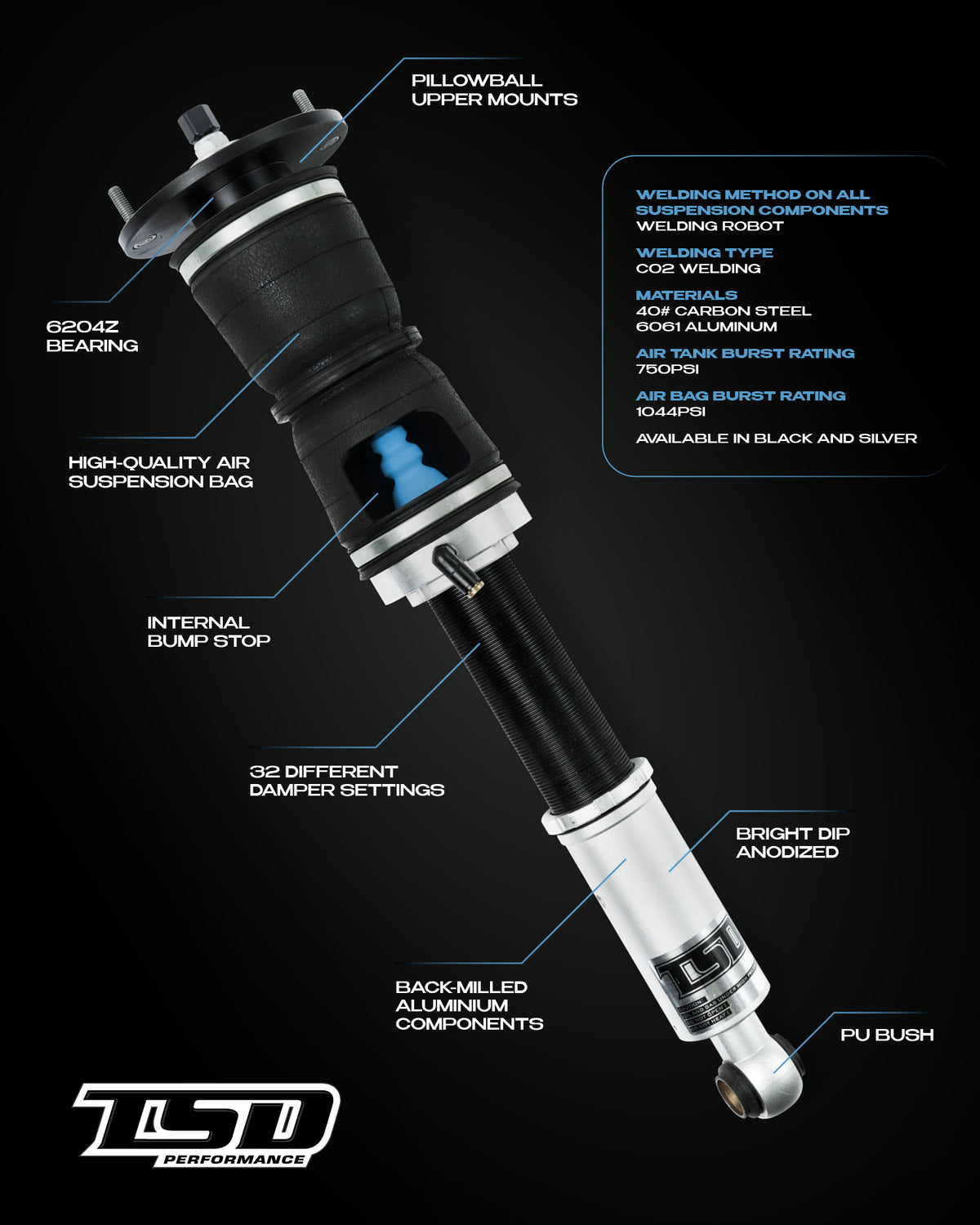 TSD Performance Air Suspension 5 Gallon (19 Litre) / Silver (Raw Alloy) / Air Freight - Please allow 2 weeks for manufacture. Opel Astra J sedan / saloon 09-15  Air Suspension - TSD Performance SR