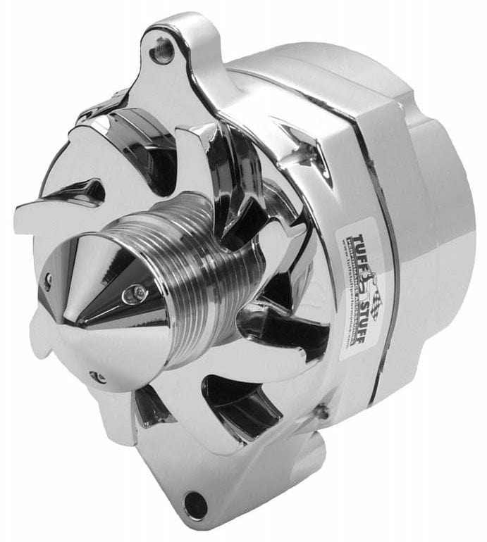 TUFFSTUFF 100 AMP, 1 Wire, Internal Regulator, serpentine 6 Groove Pulley Tuffstuff Chrome Smooth "Silver Bullet" Ford Alternator TUF7068ABULL6G SR