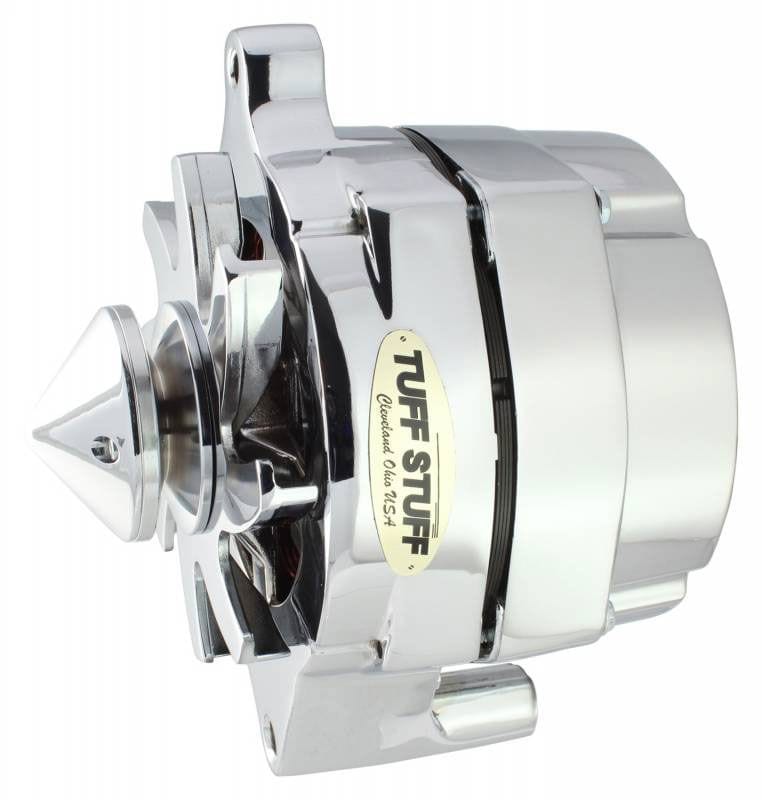 TUFFSTUFF 140 AMP, 1 Wire, Internal Regulator, Single V Groove Pulley Tuffstuff Chrome Smooth "Silver Bullet" Ford Alternator TUF7069ABULL SR