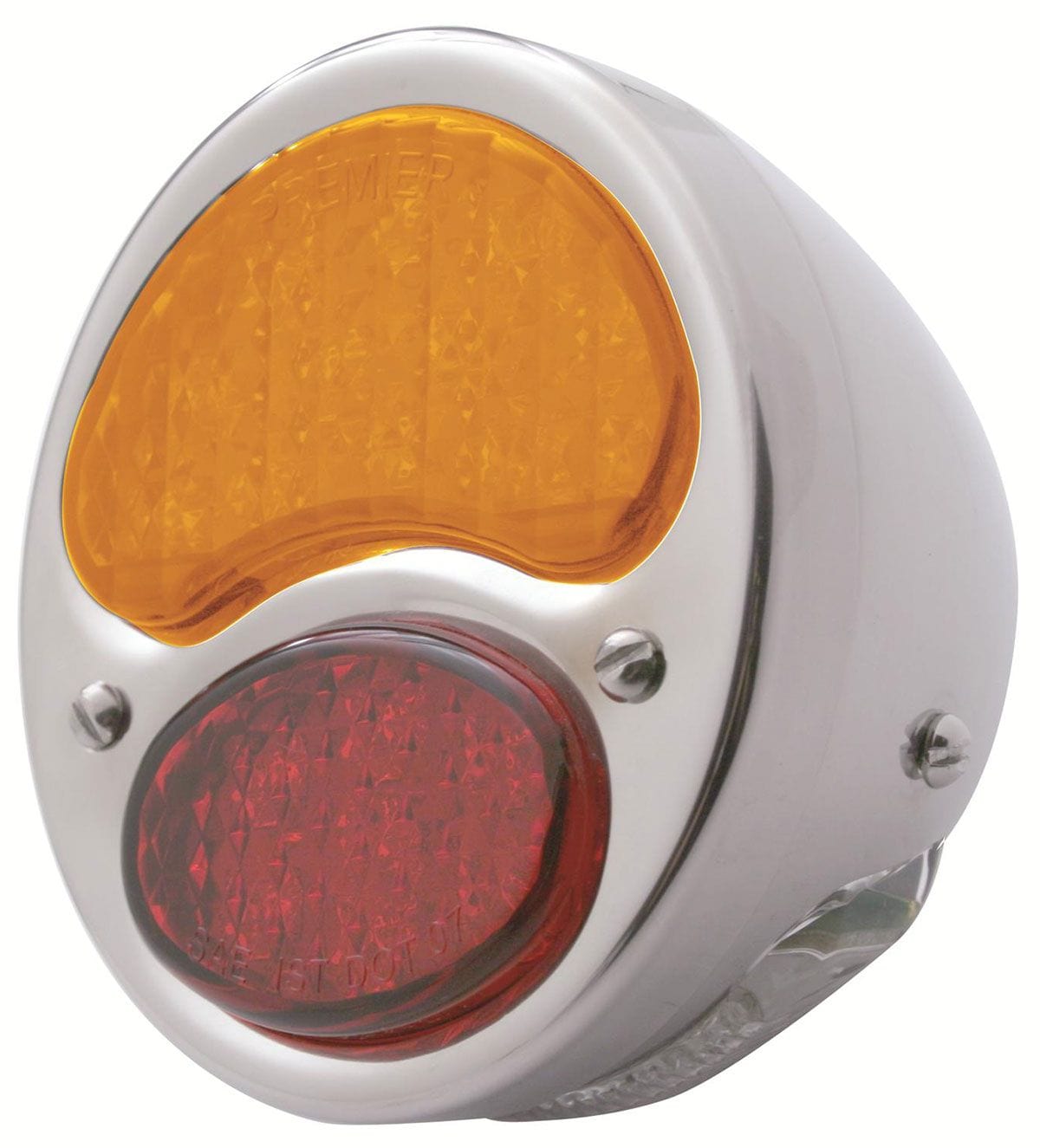 UPI UPI Reproductions 1928-31 LED Tail Light Red Amber Stainless Rim Chrome Housing, L/H UPFTL2831RA-A SR