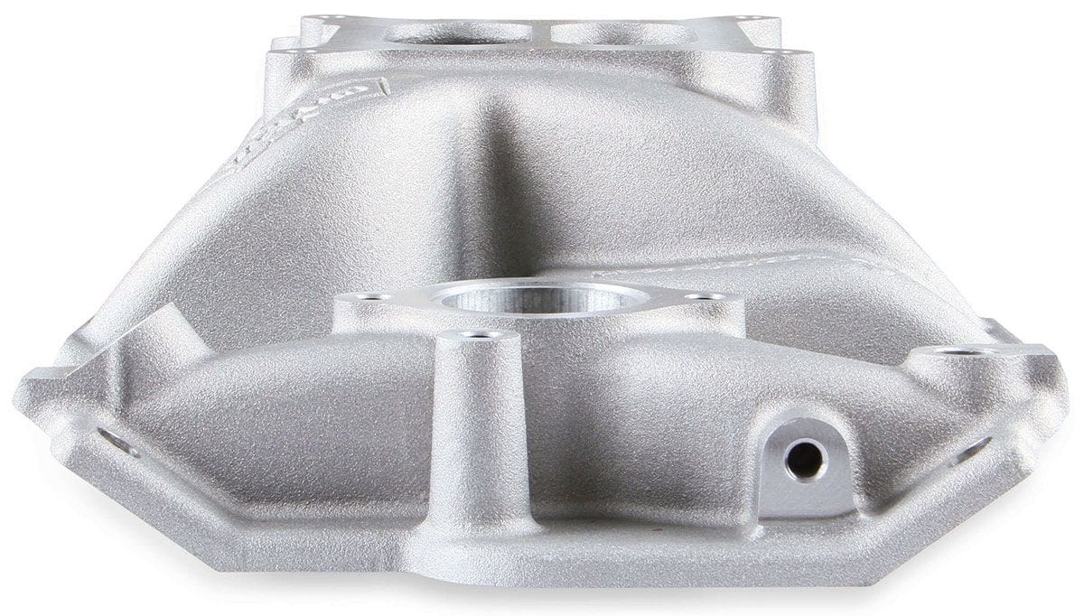 WEIAND Square/Spread Bore (late) w/ 1987 & later cast iron heads, Satin Fini Weiand Weiand SB Chev Street Warrior Intake Manifold WM8126 SR