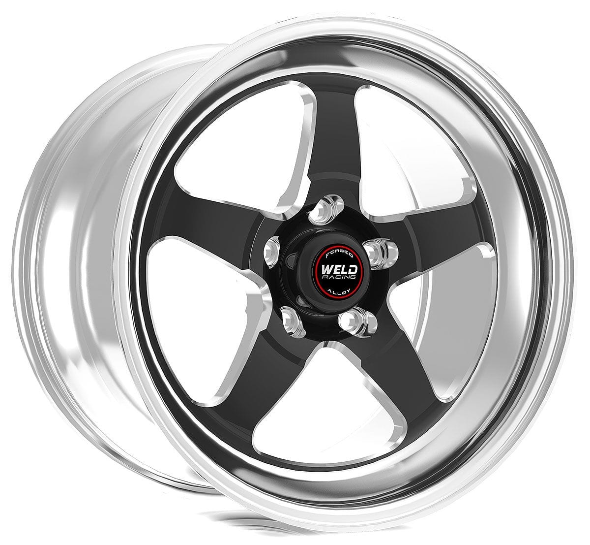WELD 5 x 4.75" Bolt Circle with 3.5" Backspace. Low Pad Height Weld Racing RT-S S71 15 x 7.33" Wheel, Polished with Black Center WE71LB-507B35A SR