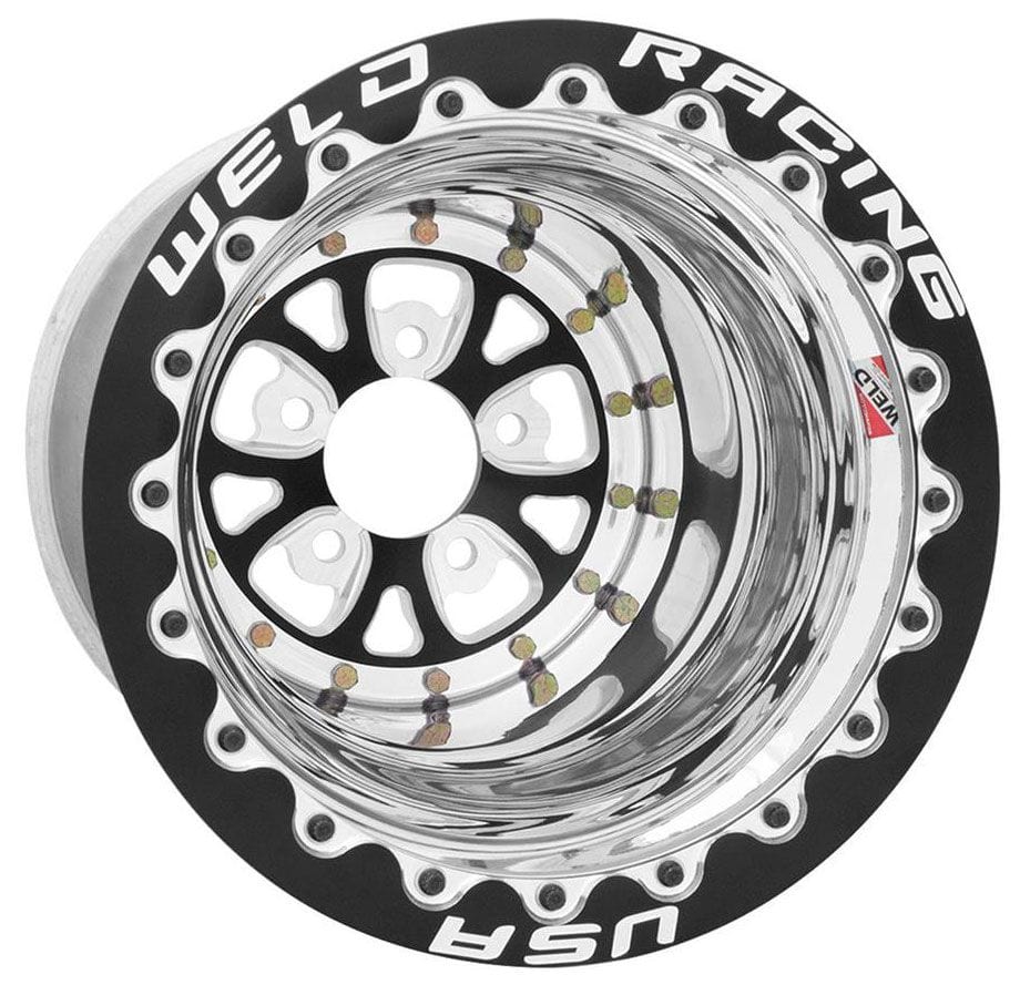 Weld Racing 5 x 4.5" Bolt Circle with 3" Backspace Weld Racing V-Series 15 x 8" Wheel, Black Center, Single Beadlock for M/T WE84B-508206F SR