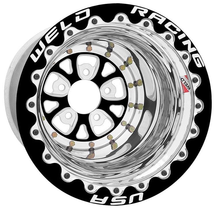Weld Racing 5 x 4.75" Bolt Circle with 3" Backspace Weld Racing V-Series 15 x 10" Wheel, Black Center, Single Beadlock for M/T WE84B510276F SR