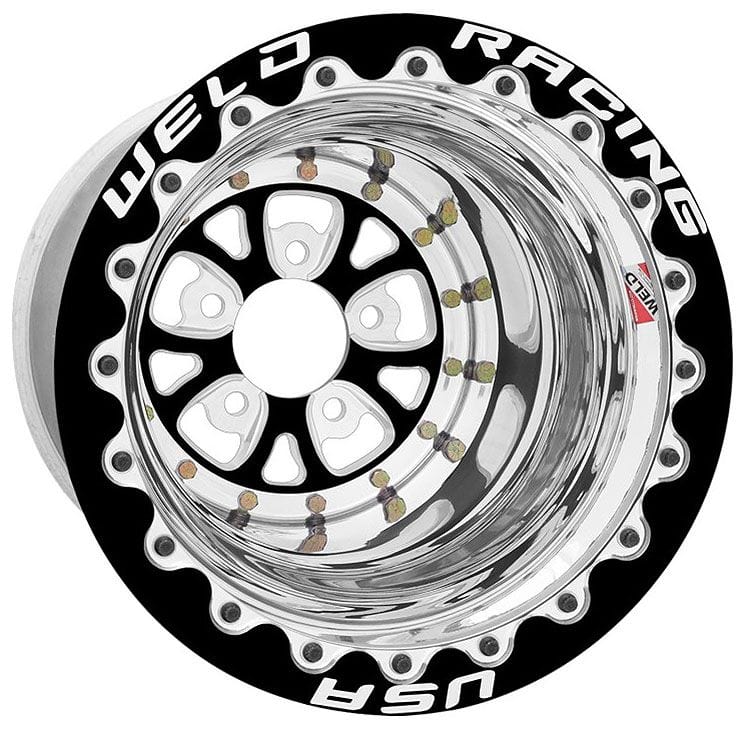 Weld Racing 5 x 4.75" Bolt Circle with 6" Backspace Weld Racing V-Series 15 x 12" Wheel, Black Center, Double Beadlock for M/T WE84B-512282MB SR