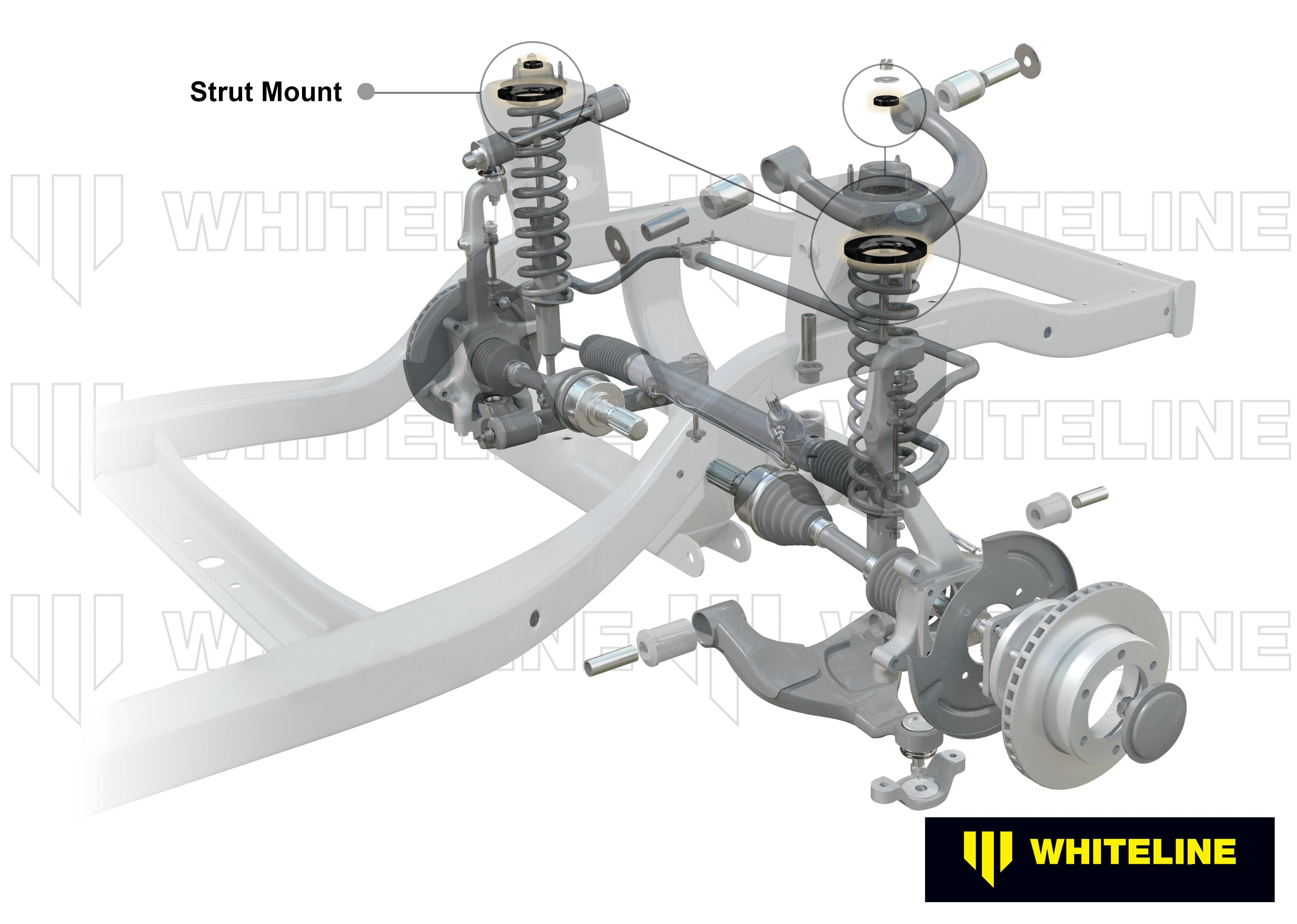 Whiteline 10 x 16 x 26 cm / Includes top spring pad Front Strut Mount - Bushing Kit to Suit Holden Colorado, Isuzu D-Max and LDV T60 SR