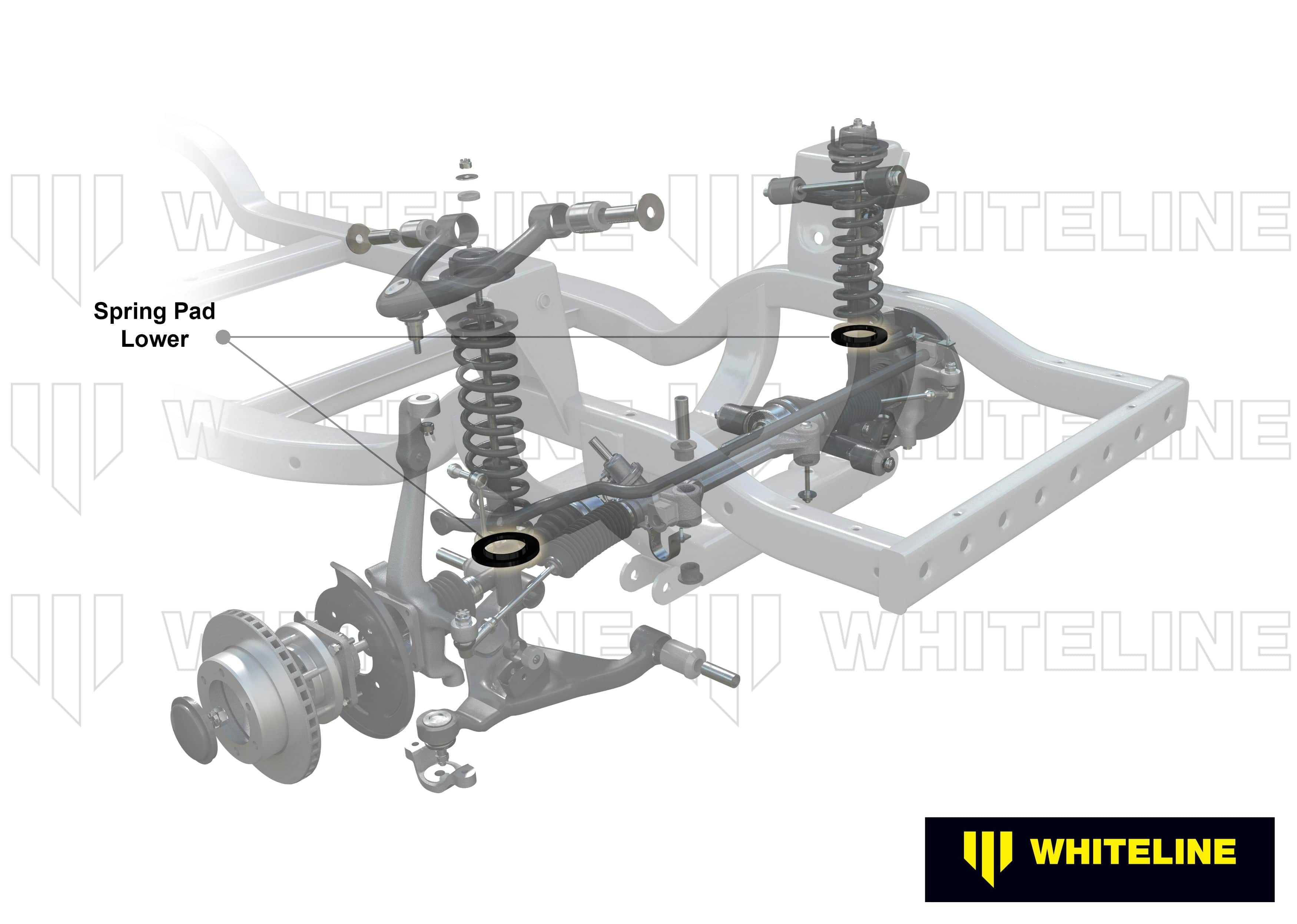 Whiteline 10 x 16 x 26 cm / OD=120, ID=90, H=10mm Front Coil Spring Pad - Bushing Kit 10mm Ride Height to Suit Ford Falcon/Fairlane XK-XP, Mustang Classic and Holden HQ-WB SR