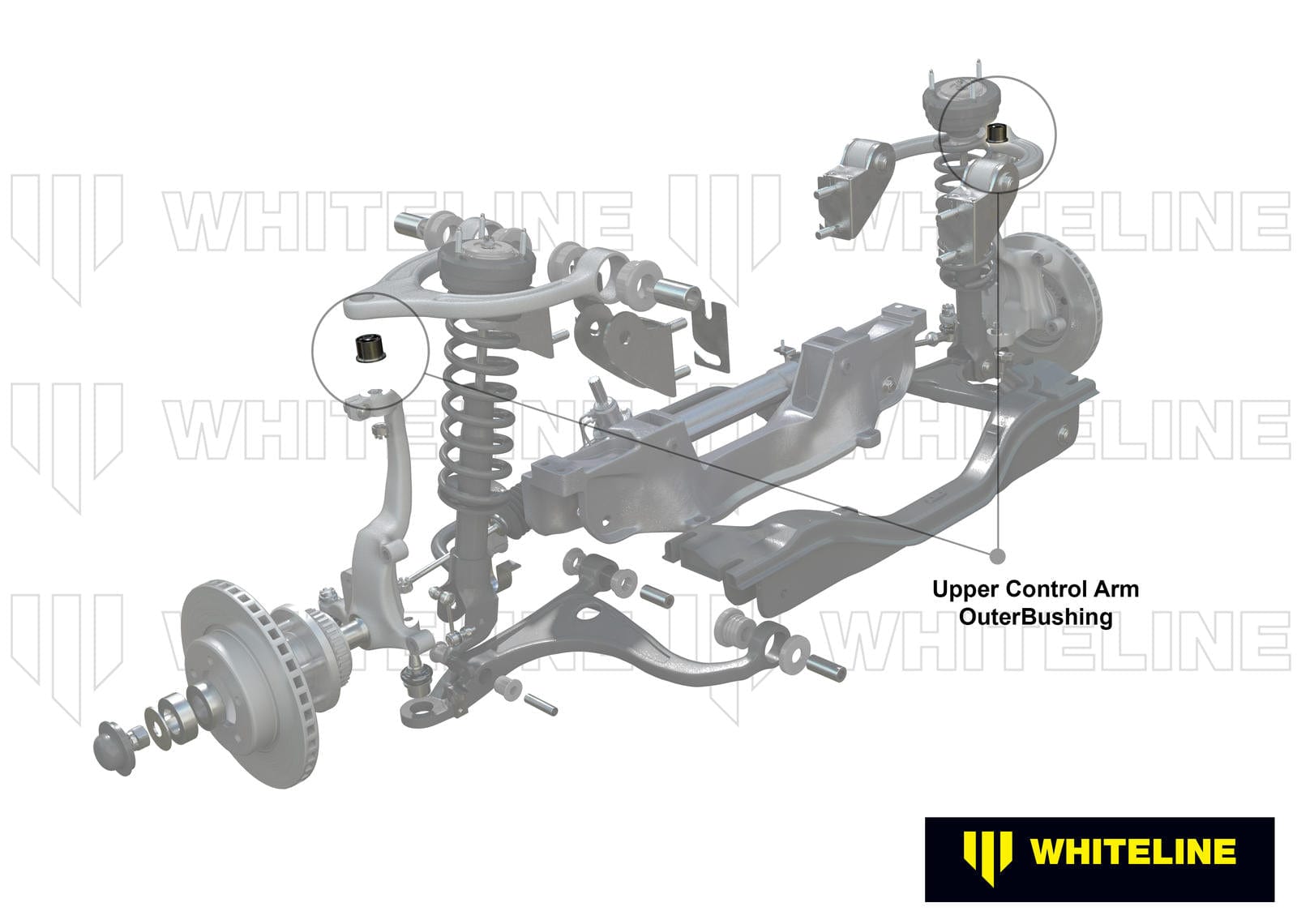 Whiteline 10 x 16 x 26 cm / Performance Alignment - adds +/- 0.5deg camber Front Control Arm Upper - Outer Bushing Kit Double Offset to Suit Nissan Skyline R33, R34 Rwd/Awd SR