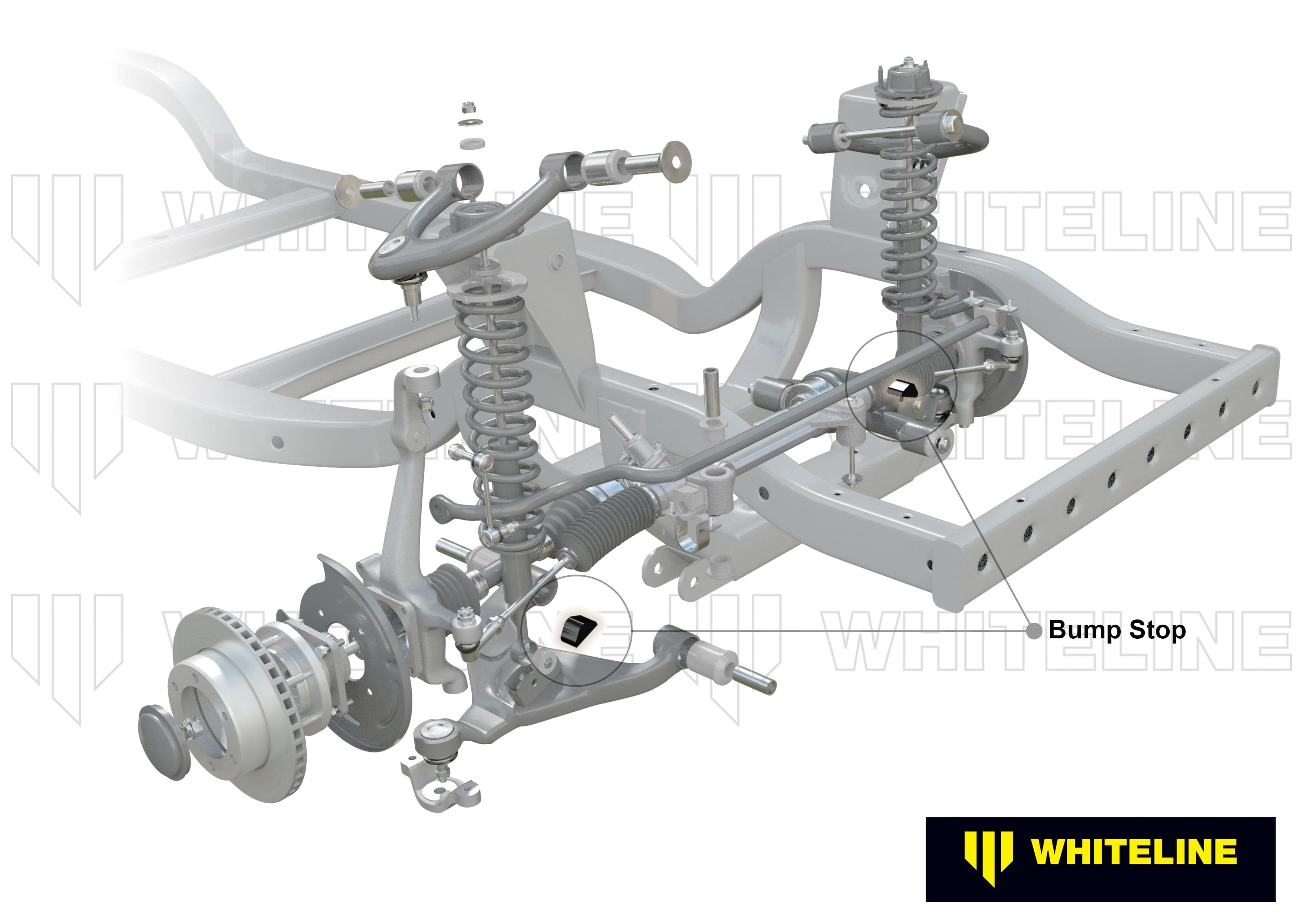 Whiteline 7 x 14 x 20 cm / 1 stud - L=61, W=25, H=43mm Front Bump Stop - Lower Bushing Kit to Suit Holden HQ-WB and Torana LH, LX SR