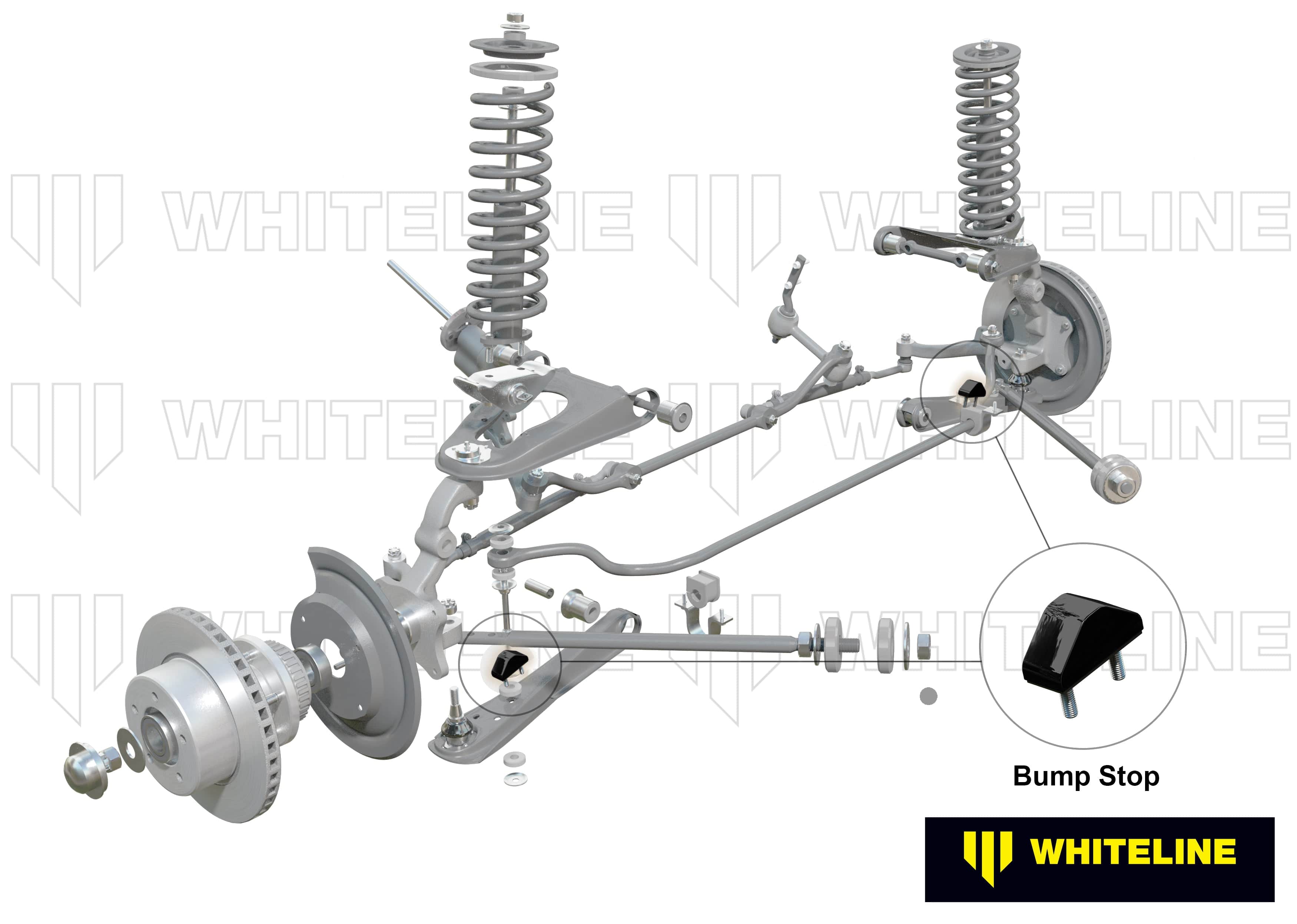 Whiteline 7 x 14 x 20 cm / 2 stud - L=61, W=25, H=48, X=40mm Front Bump Stop - Lower Bushing Kit to Suit Holden Torana LC, LJ SR