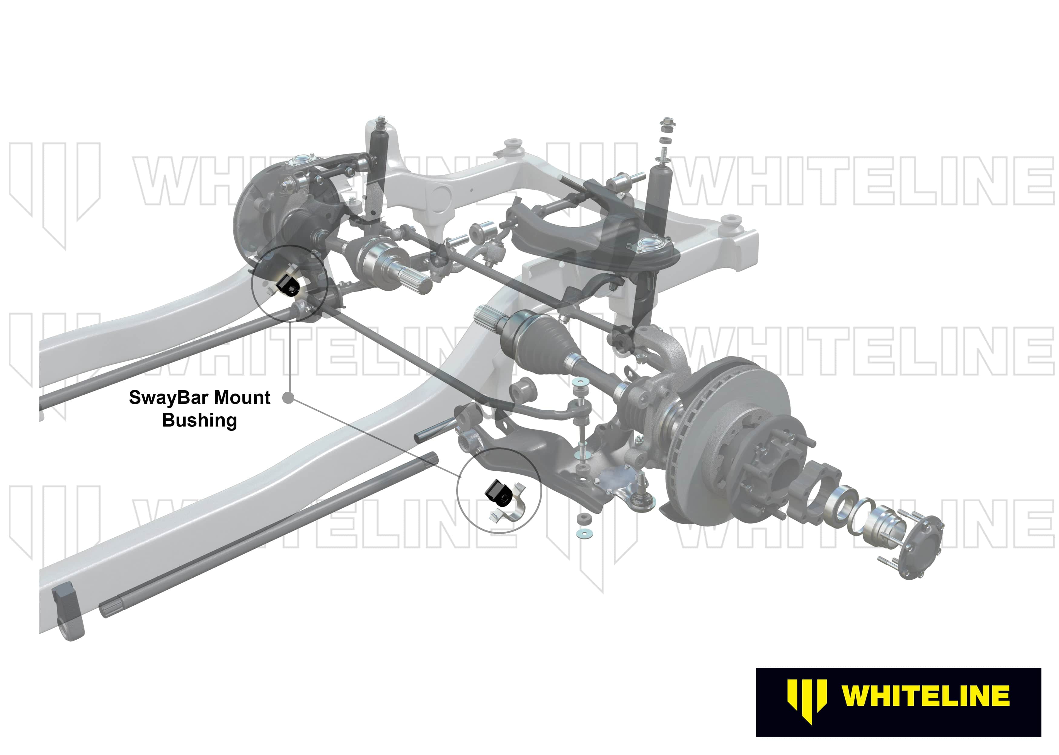 Whiteline 7 x 14 x 20 cm / H=33.5mm, L=46mm Front Sway Bar Mount - Bushing Kit 20mm to Suit Nissan Navara D21 and Pathfinder WD21 SR