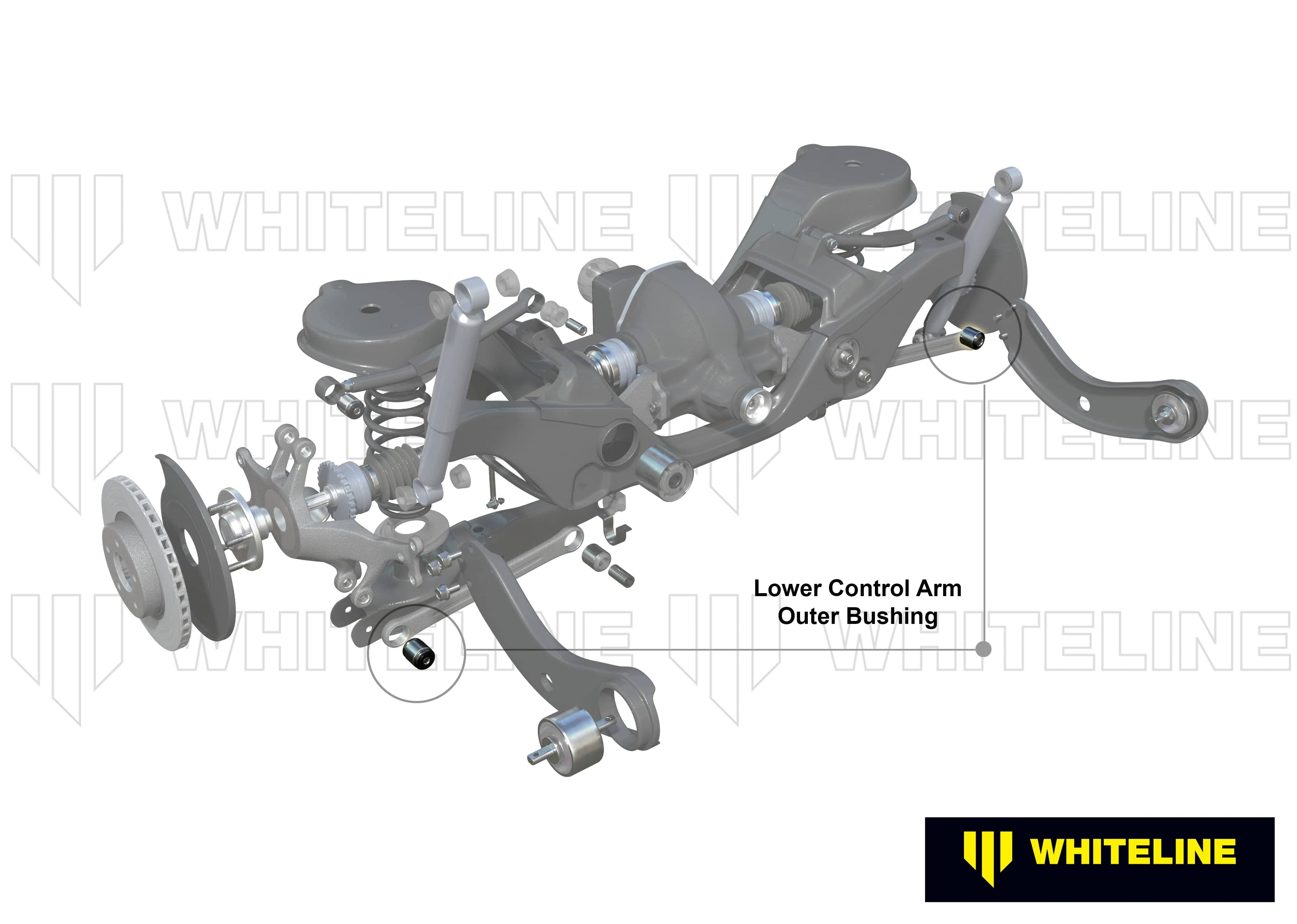 Whiteline 7 x 14 x 20 cm Rear Control Arm Lower Front - Outer Bushing Kit to Suit Audi, Seat, Skoda and Volkswagen PQ35 Fwd/Awd SR