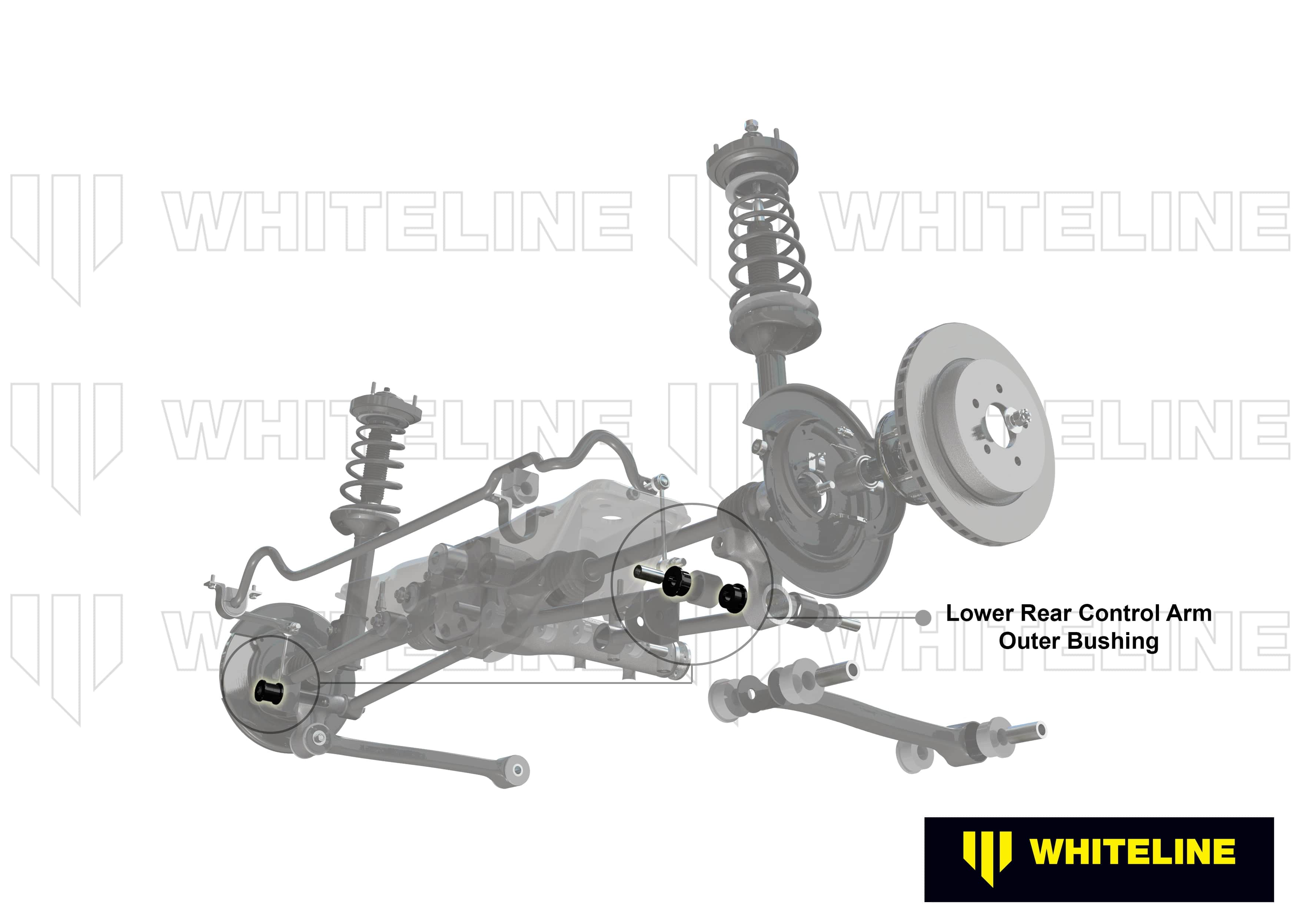 Whiteline 7 x 14 x 20 cm Rear Control Arm Lower Rear - Outer Bushing Kit to Suit Honda Civic VIII Gen FA, FD, FD2 SR