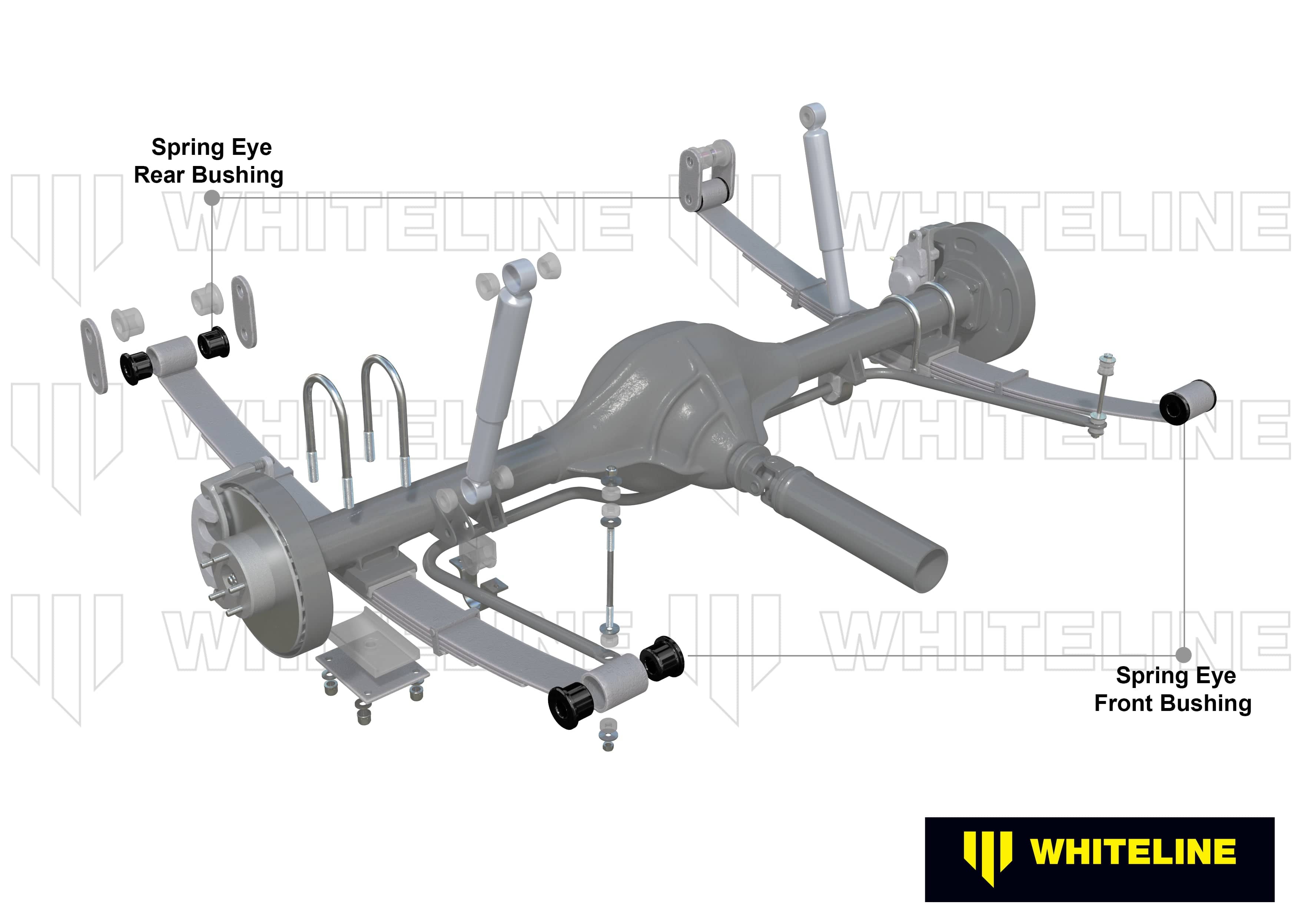 Whiteline 7 x 14 x 20 cm Rear Leaf Spring - Front and Rear Eye Bushing Kit to Suit Morris Minor 1000 SR